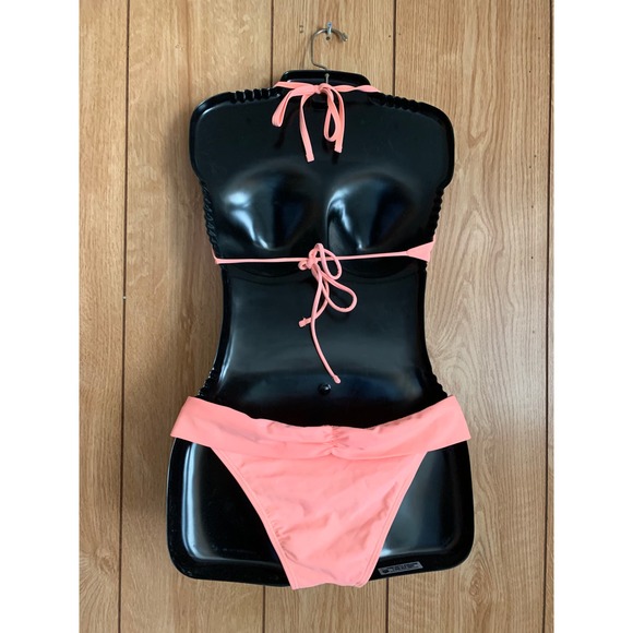 Gossip bikini swimsuit size medium tassels pink peach two piece halter - Picture 4 of 10